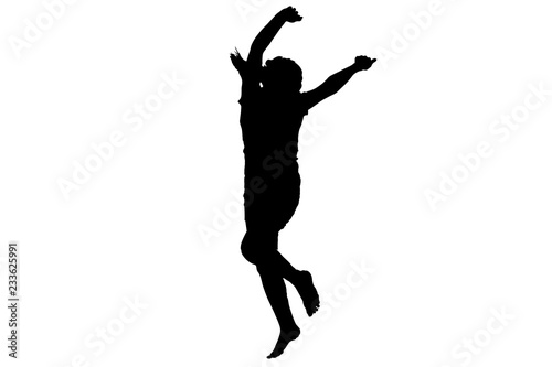 High quality original illustration of dancing girl. Silhouette.