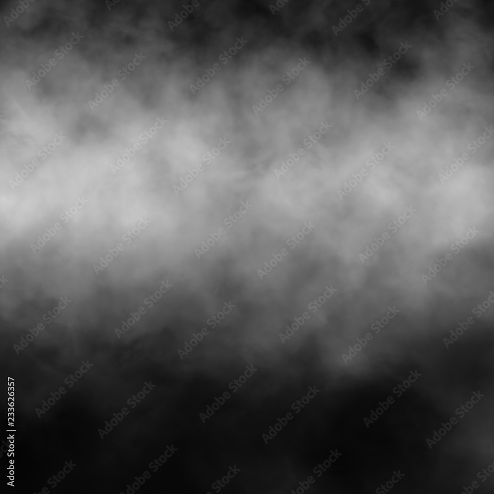 Fototapeta White fog and mist effect on black stage studio showcase room background.