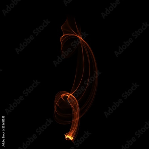 Isolated abstract fire effect on black night background. Digital light in motion.