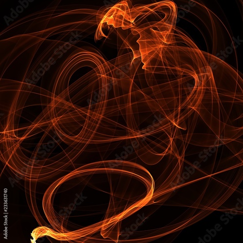 Isolated abstract fire effect on black night background. Digital light in motion.