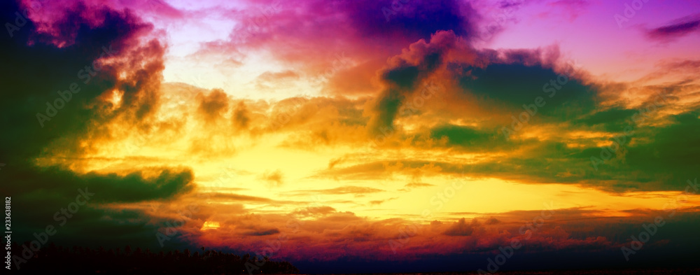 Colorful sunset sky and cloud background. Nature background.