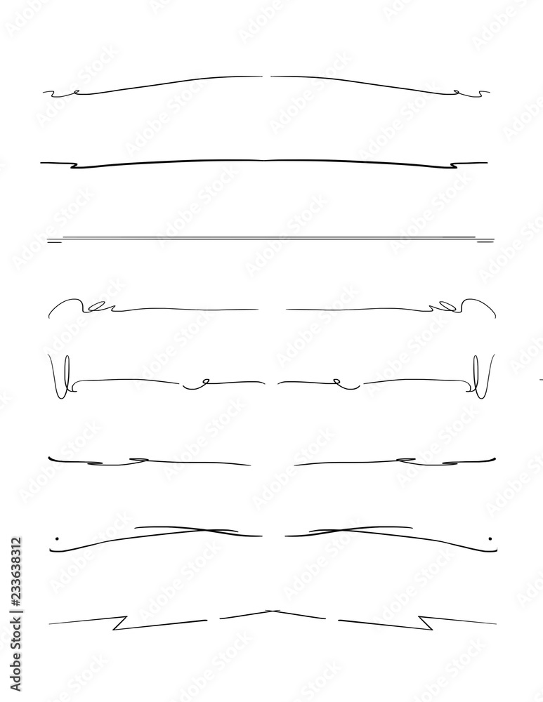 Clean minimalistic underline brush strokes isolated on white background. Clean minimalistic underline brush strokes isolated on white background.