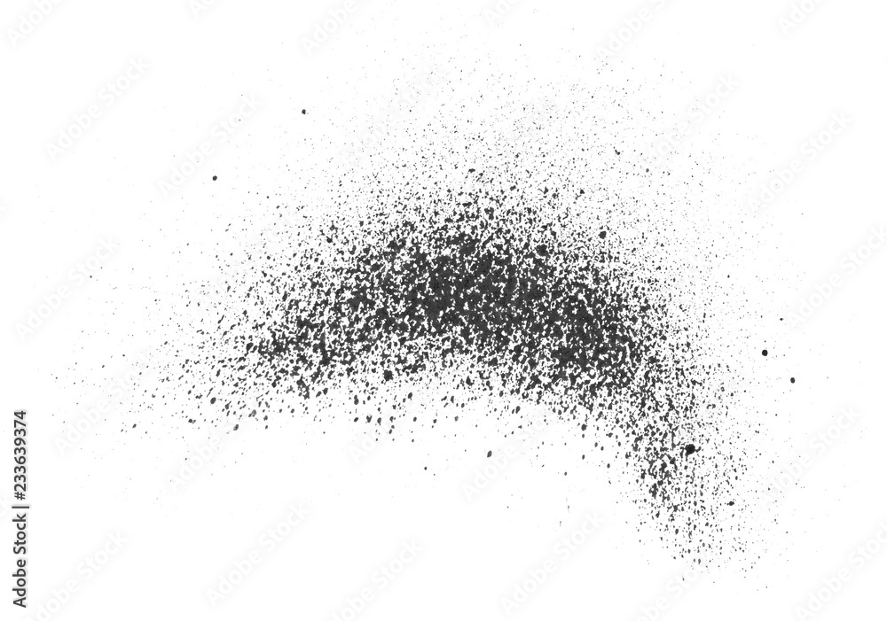 Fototapeta premium Realistic grunge graffiti spray paint effect on the white wall background. Isolated black ink texture.