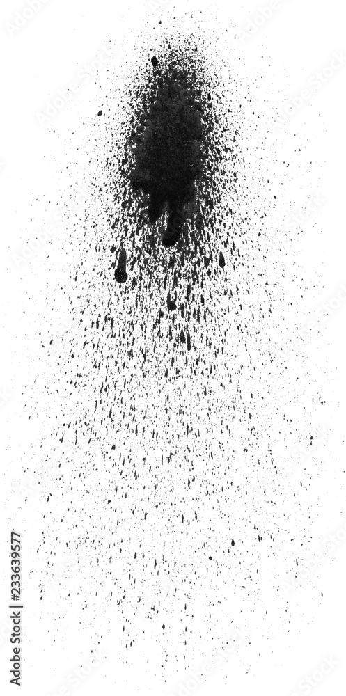 Realistic grunge graffiti spray paint effect on the white wall background. Isolated black ink texture. Realistic grunge graffiti spray paint effect on the white wall background. Isolated black ink texture.