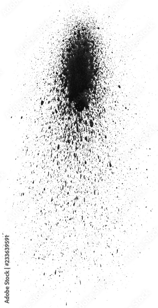 Realistic grunge graffiti spray paint effect on the white wall background. Isolated black ink texture. Realistic grunge graffiti spray paint effect on the white wall background. Isolated black ink texture.
