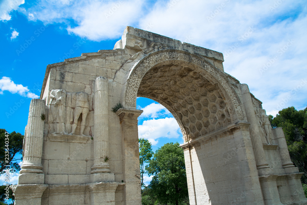 The Triumphal Arch on the ancient Roman archaelogical site of Glanum near the town of St Remy de Provence, France