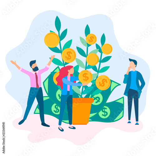 Coin shoots money tree, the concept of income growth.