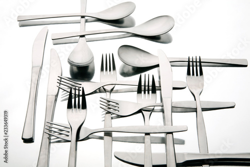 Forks and spoons on table
