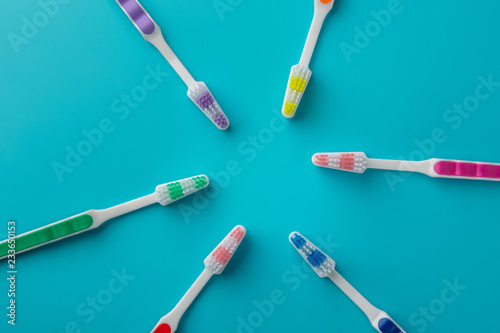 toothbrushes in the form of a star on a blue background