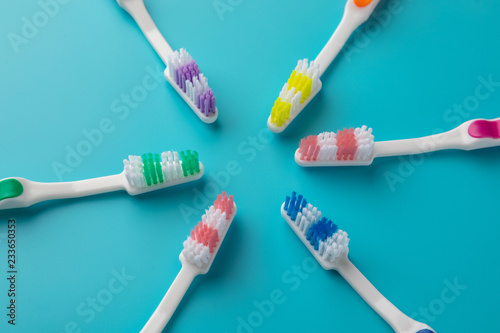 toothbrushes in the form of a star on a blue background