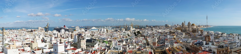 Panorama of Cádiz from the top of Torre Tavira