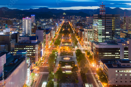 Φωτογραφία Cityscape of Sapporo at odori Park, Hokkaido, Japan