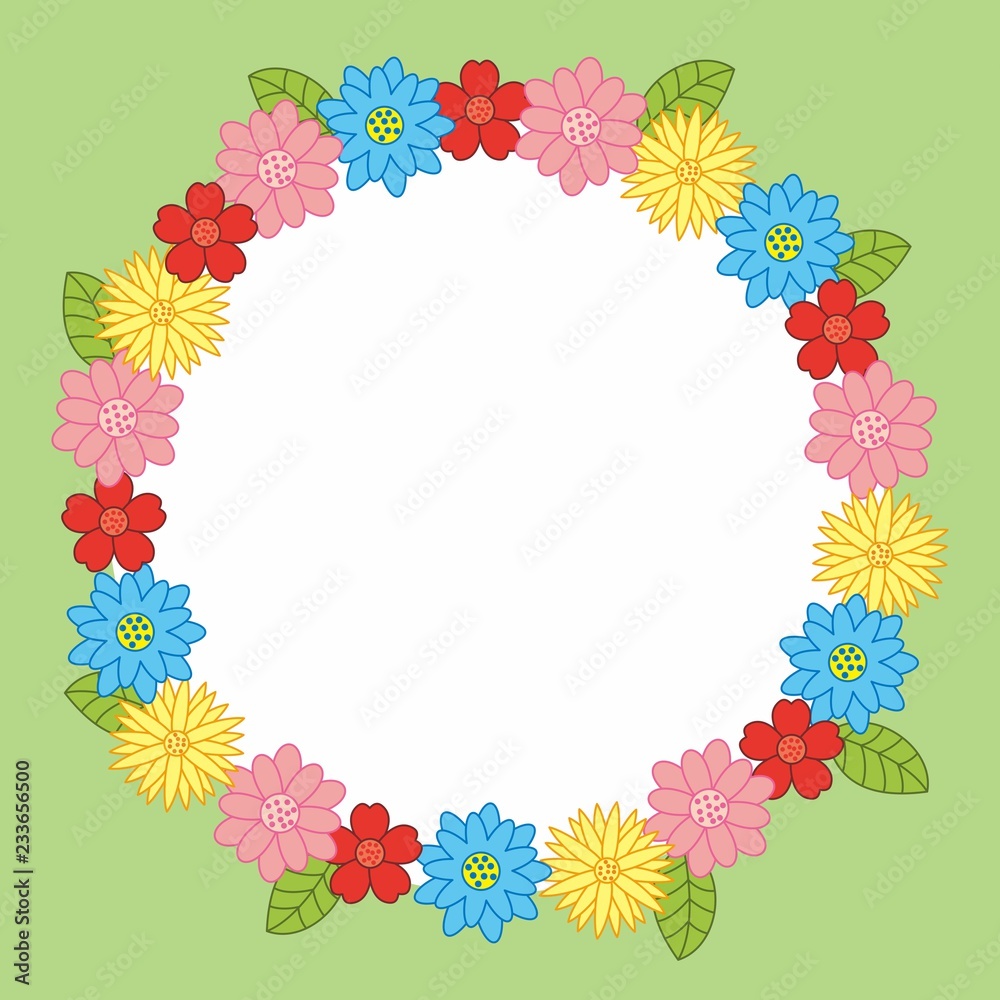 Flower frame with colorful design, blank flower frame Flower frame with colorful design, blank flower frame