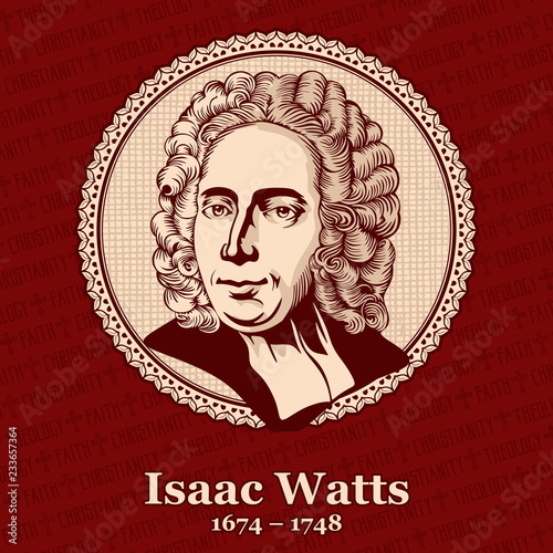 Isaac Watts (1674 – 1748) was an English Christian minister, hymn writer, theologian, and logician. He was a prolific and popular hymn writer and is credited with some 750 hymns. photo