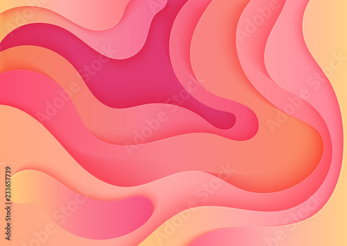 Abstract volumetric 3d color paper cuted art illustration. Vector design layout for business presentations, flyers, posters.