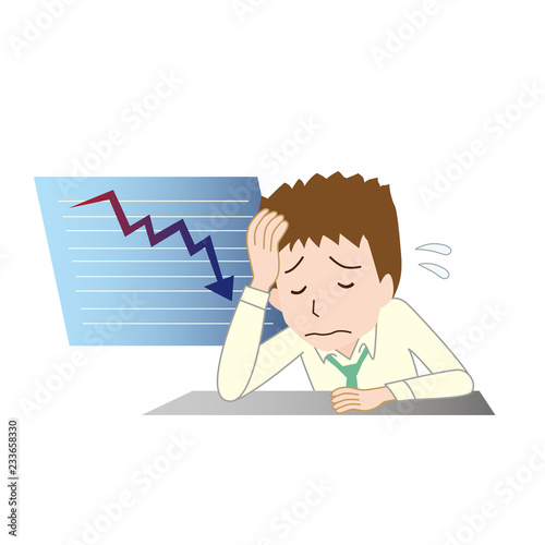 株価　暴落　不安　男性　落ち込む