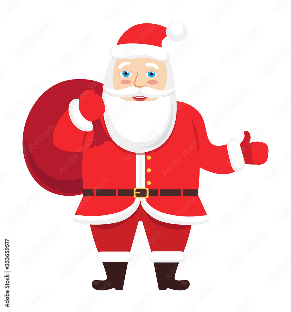 Santa Claus vector giving thumb up hand Christmas isolated on white background Santa Claus vector giving thumb up hand Christmas isolated on white background