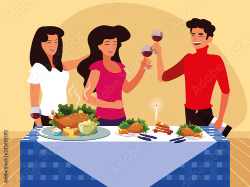group of friends celebrating thanksgiving