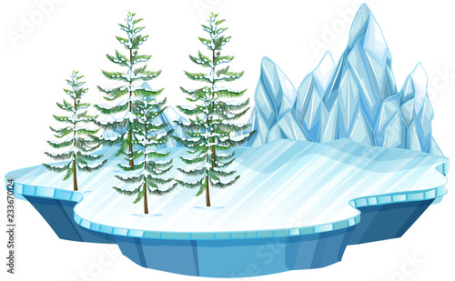 Floating ice and snow island