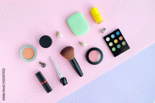 fashion professional makeup accessories equipment attractive fashion woman .on white background