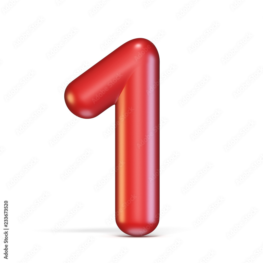Red glossy font Number 1 ONE 3D Red glossy font Number 1 ONE 3D