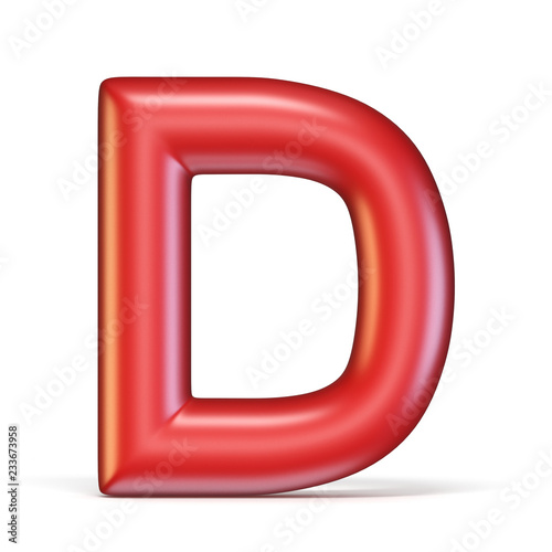 Red glossy font Letter D 3D