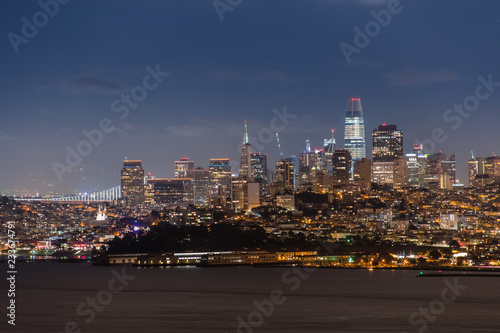 Night view of the Financial District  San Francisco  California