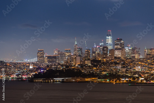 Photography Night view of the Financial District, San Francisco, California