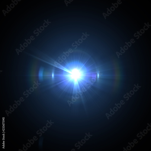 Solar Lens flare light special effect on Black background