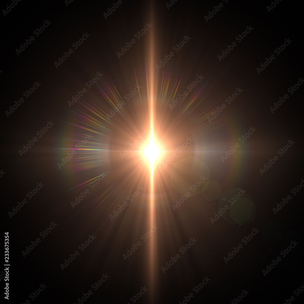 Solar Lens flare light special effect on Black background Solar Lens flare light special effect on Black background
