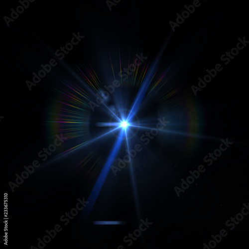Solar Lens flare light special effect on Black background