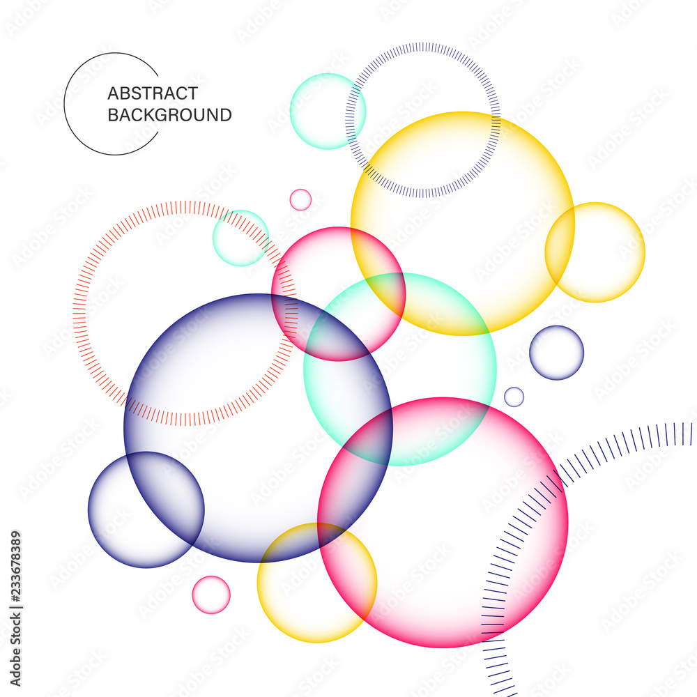 Abstract modern art layout design template background decorative with colorful transparent bubble