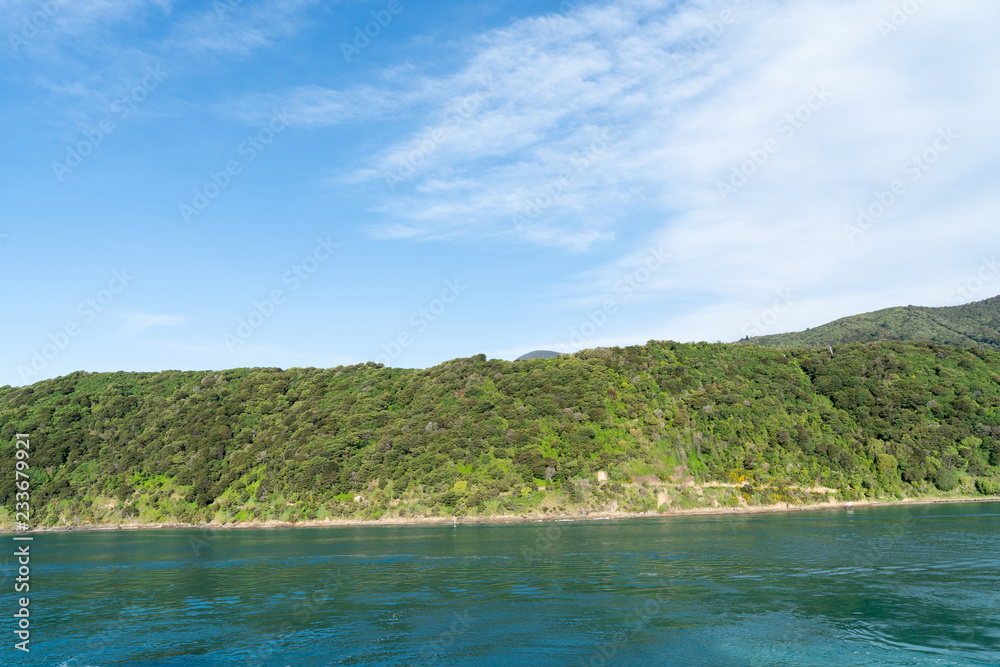 South Island coastline from ferry crossing