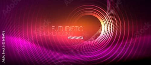 Neon glowing techno lines, hi-tech futuristic abstract background template with square shapes