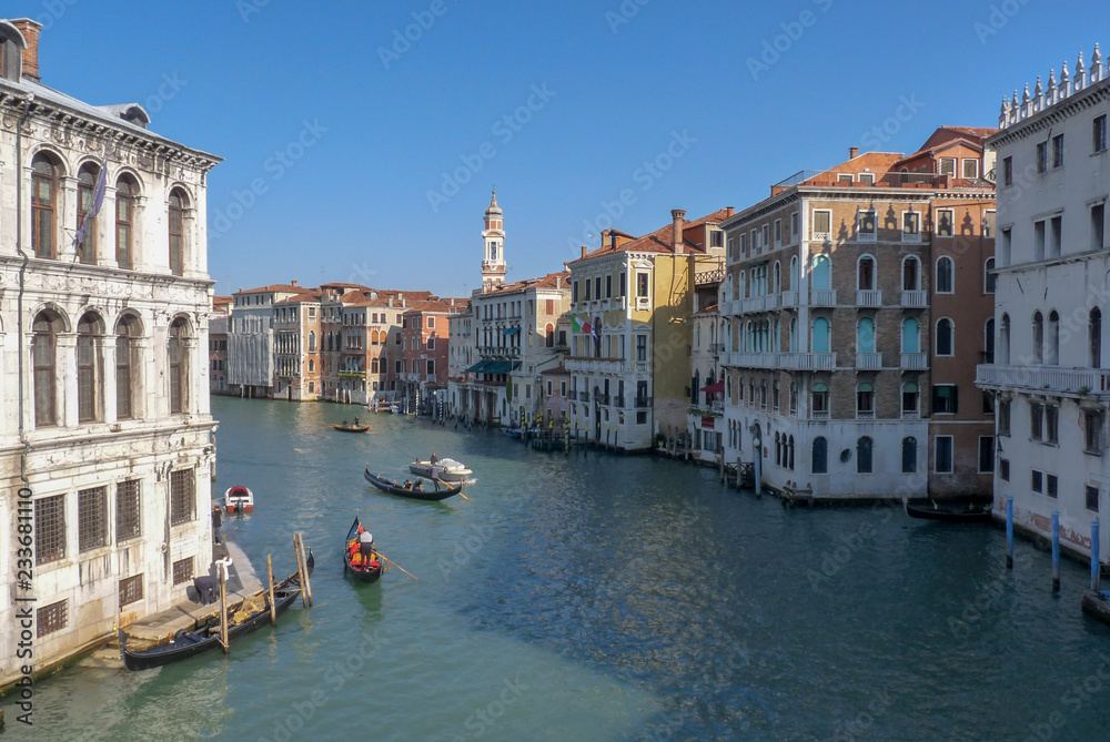 Gondolas in the Grand Canal in Venice