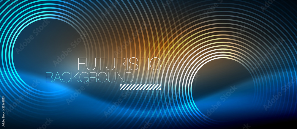 Neon glowing circles background Neon glowing circles background