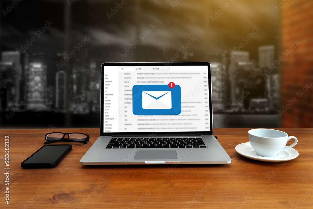 Fototapeta premium Mail Communication Connection message to mailing contacts phone Global Letters Concept