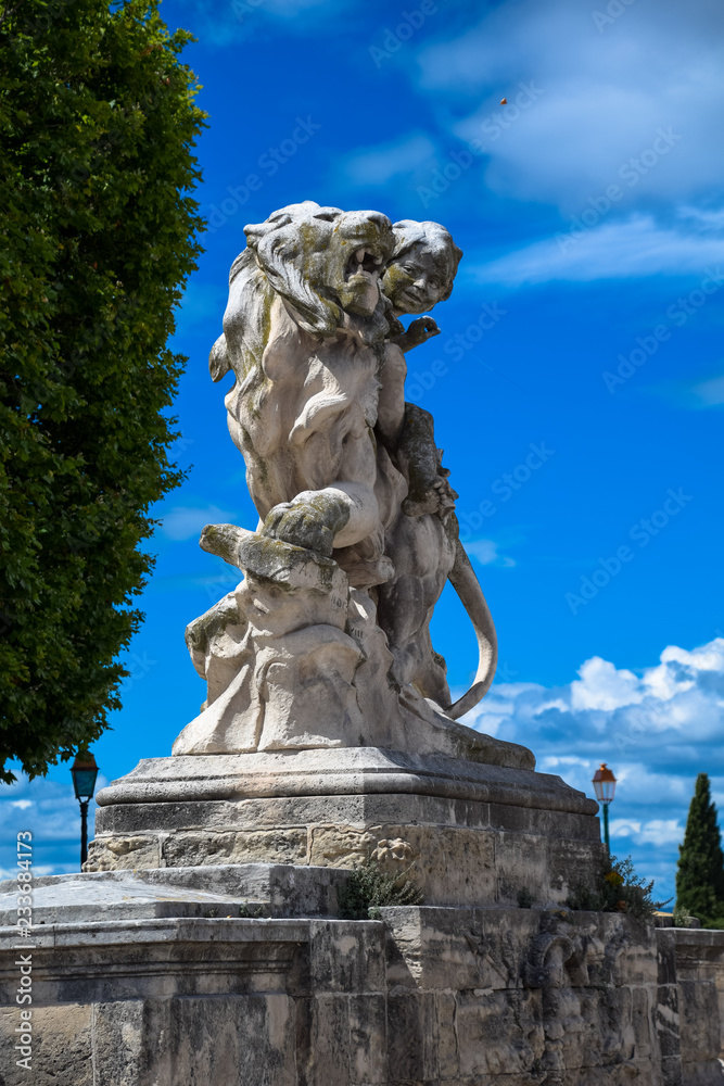 Statue in the Jardins de Peyrou in the city of Montpellier, Languedoc, France