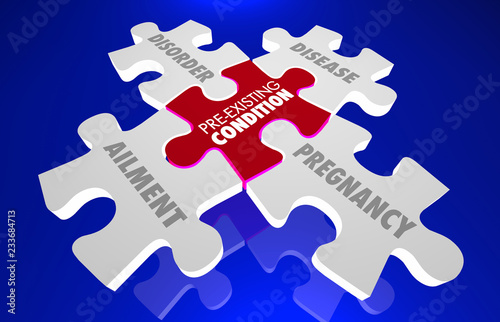 Obraz na plátne Pre-Existing Conditions Puzzle Pieces Disorder Disease 3d Illustration