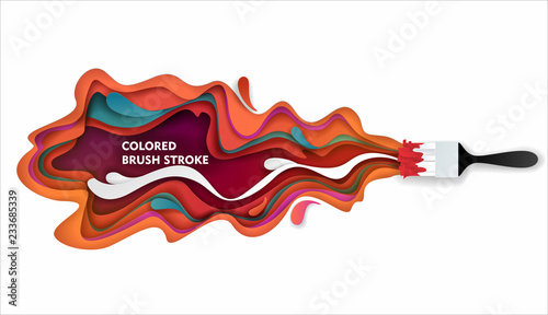Paint brush stroke vector paper cut illustration