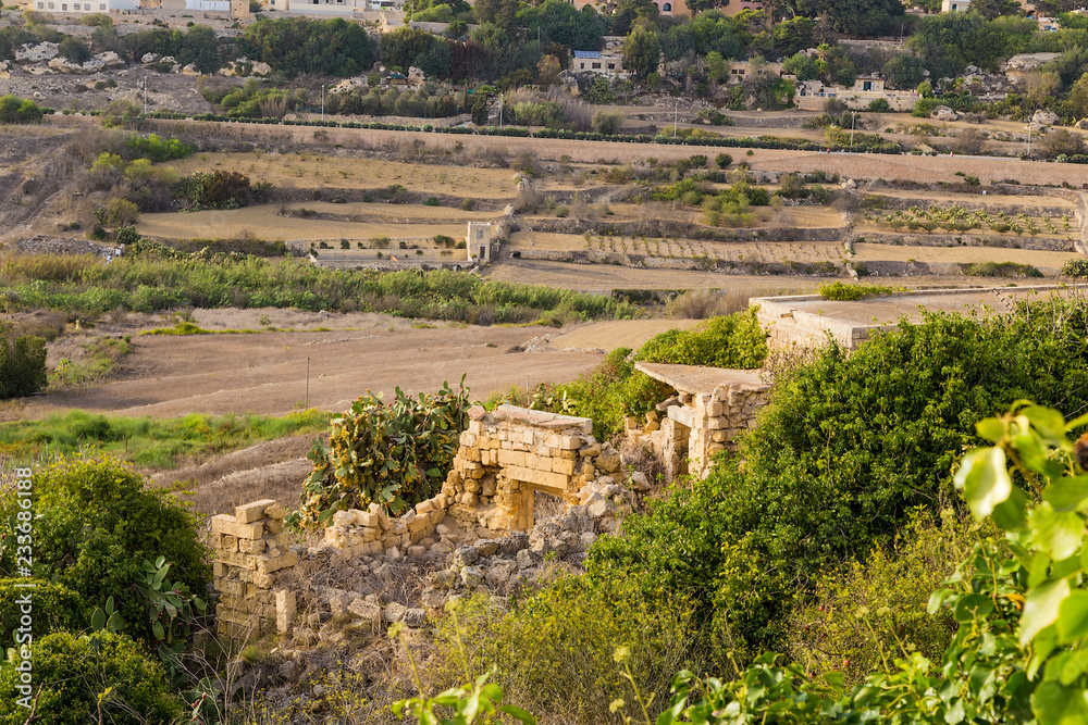 Mdina, Malta. Landscape with ruins