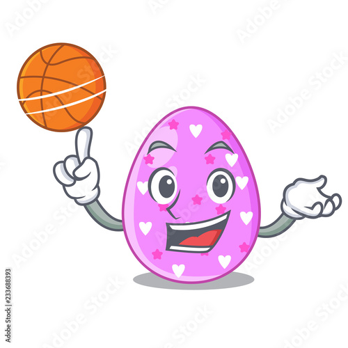 With basketball easter egg cartoon clipping on path
