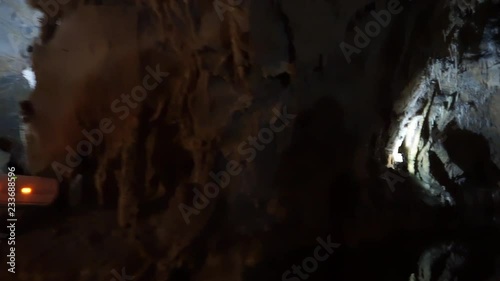 Underground caves in mani Greece. Amazing caverns. A large underground network of caves full of strangely shaped rock formations. photo