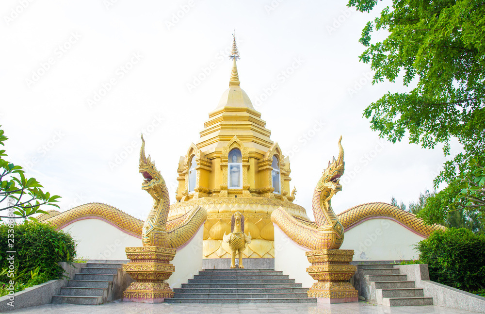 Thai temple on white sky background. Thai temple on white sky background.