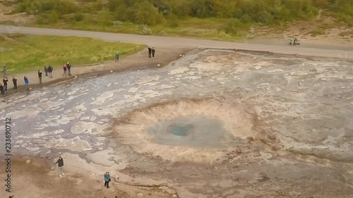 HD - Geysir - Geysa - Drone Footage - Geothermal Area photo