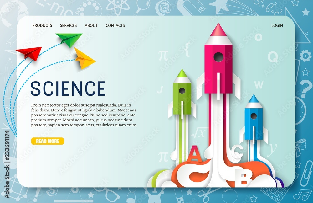 Fototapeta premium Szablon strony docelowej strony docelowej nauki wektor papieru