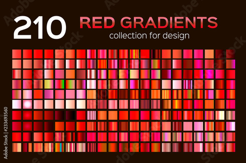 Mega set of 210 Red metal gradients. Magenta backgrounds collection, metal gradients, swatches. Different gradation design. for design concepts, wallpapers, web, prints, posters interfaces