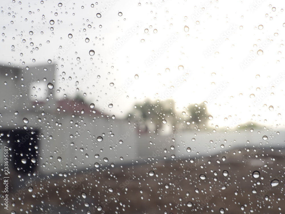 rain drops on window glass, Pattern of raindrops isolated on glasses surface,drops of water.