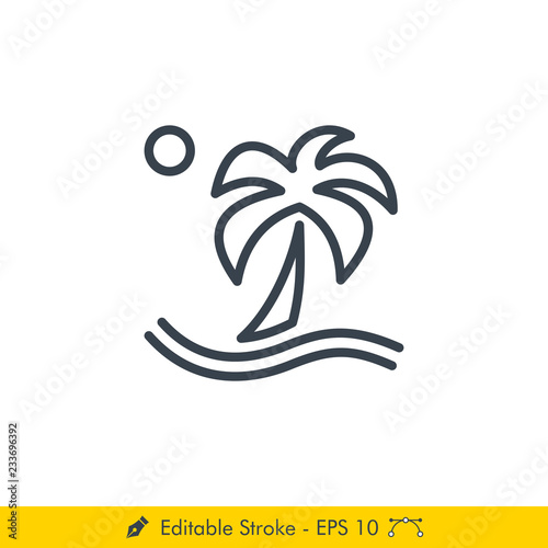 Beach (Scenery) Icon / Vector - In Line / Stroke Design