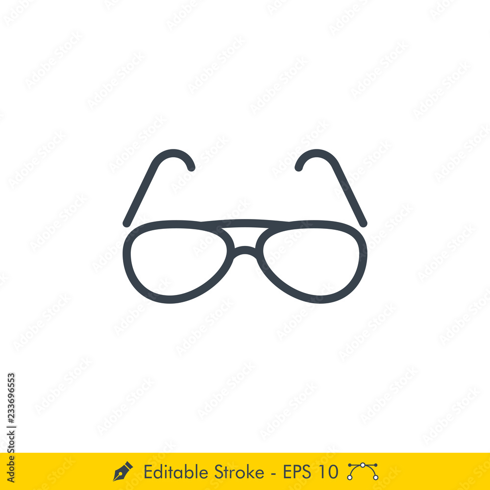 Glasses Icon / Vector - In Line / Stroke Design